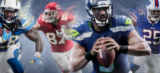 Group - M Gordon, T Kelce, R Wilson, L McCoy - Nike American Football NFL Team Kits.